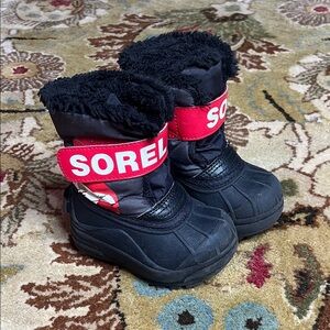 Sorel Kids' Black and Red Snow Boots